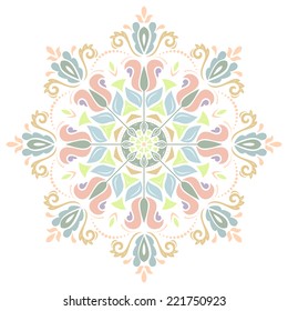 Orient vector ornamental round lace with damask and arabesque elements. Traditional ornament