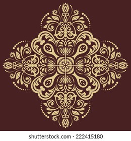 Orient vector ornamental round lace with damask and arabesque elements. Traditional ornament