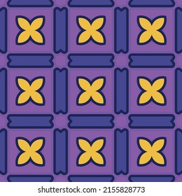 Oriental abstract colorful pattern with repeating cross shapes and tilings