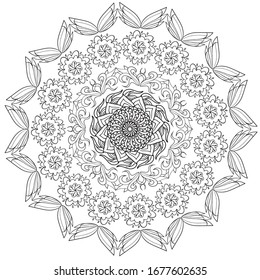 Oriental abstract ornament. Template for carpet, textile and any surface. Ornamental vector pattern with filigree details.mandala background, square geometric lace pattern with ornate frame, tribal 