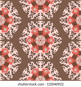 Oriental abstract seamless ornament pattern on light brown background