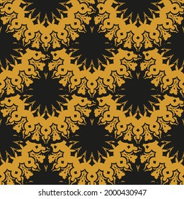 Oriental abstract seamless vector background. Wallpaper in a vintage style template. Indian floral element. Graphic ornament for wallpaper, packaging, wrapping.