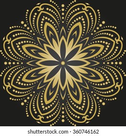 Oriental Abstract Vector Golden Round Pattern
