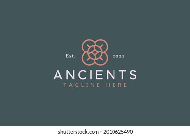 Oriental Ancient Geometric Symbol Logo. Unique premium concept branding. Inspiration from china ornate.