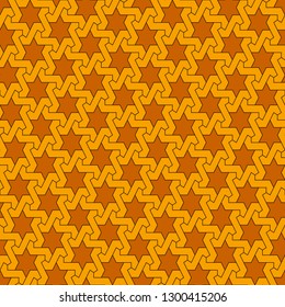 Oriental ancient mosaic pattern. Ethnic ornament. Repeated geometric figures, stars motif. Seamless surface design. Ornamental wallpaper. Geo abstract background. Digital paper, textile print. Vector