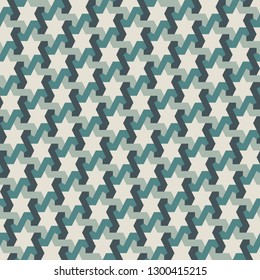 Oriental ancient mosaic pattern. Ethnic ornament. Repeated geometric figures, stars motif. Seamless surface design. Ornamental wallpaper. Geo abstract background. Digital paper, textile print. Vector