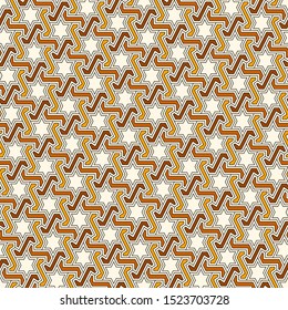 Oriental ancient mosaic pattern. Ethnic ornament. Repeated geometric figures, stars motif. Seamless surface design. Ornamental wallpaper. Geo abstract background. Digital paper, textile print. Vector.