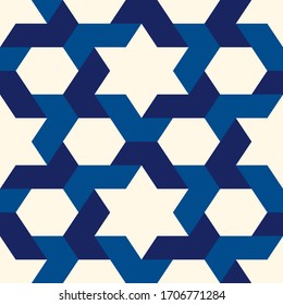 Diseño antiguo de mosaico oriental sin fisuras. Ornamento árabe. Cifras geométricas repetidas, hexágono, estelar de la superficie. Papel pintado ornamental. Diseño geográfico de papel digital. Fondo abstracto del vector