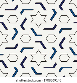 Orientales uraltes Mosaik nahtloses Muster. Arabesque-Ornament. Wiederholte geometrische Figuren, sechseckig, Sternmotiv-Oberflächendruck. Ziertapete. Geo Design Digitalpapier. abstrakter Hintergrund der Vektorillustration