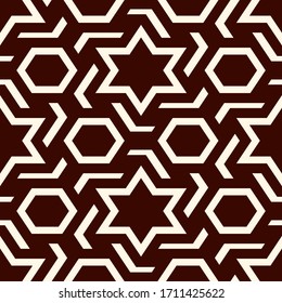 Diseño antiguo de mosaico oriental sin fisuras. Ornamento árabe. Cifras geométricas repetidas, hexágono, estelar de la superficie. Papel pintado ornamental. Diseño geográfico de papel digital. Fondo abstracto del vector