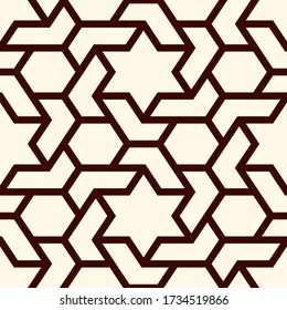 Orientalisches antikes Mosaik nahtloses Muster. Arabeske Verzierung. Wiederholte geometrische Figuren, Sechseck, Sternmotiv-Oberflächendruck. Ziertapete. Geo entwirft digitales Papier. Vector abstrakter Hintergrund