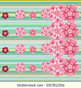 Oriental apricot or japanese cherry blossom petals isolated, flower elements falling vector illustration. Windy petals and pink flower vector elements flying, bloom confetti.