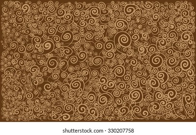 oriental arabesque coffee tea cacao chocolate curves autumn wavy waves lines warm cozy colors earthy folk rustic victorian steam punk vintage abstract vector pattern background