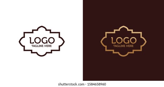 Oriental arabic golden frame logotype logo design
