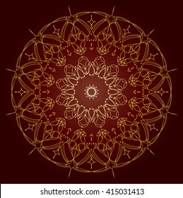 Oriental Arabic style round ornament or arabesque with floral pattern, colorful madala graphic element