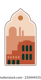 Orientalischer Pfeil mit Gebäuden Landschaftsbild Vektorgrafik