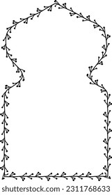 Oriental Arch Leaf rectangular frame architectural window door ornate flower frame floral leaf borders natural Botanical Branches decoration wedding card anniversary celebration beautiful arabesque 