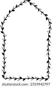 Oriental Arch rectangular frame architectural Flower window Flower door flower frame floral leaf leaves decoration natural Botanical Branches wedding card anniversary celebration beautiful Elements 