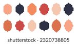 Oriental arch shapes. Arabic window frame, mosque windows silhouettes, arch winding frames flat vector illustration set