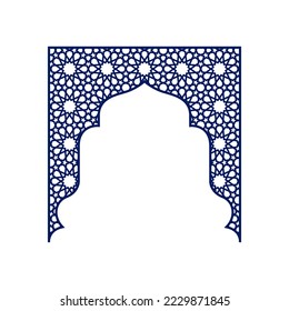 Oriental arch in silhouette style for laser cutting, printing and design. Vector illustration.