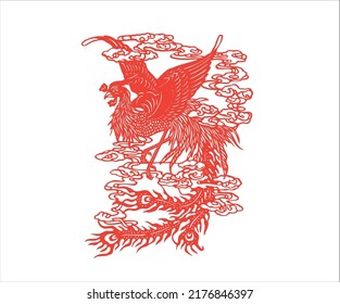 oriental art vector silhouette dragon with white backgrounds