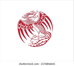 redondeo de dragón de silueta vectorial de arte oriental con fondo blanco