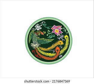 oriental art vector silhouette dragon with white background