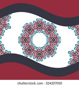 Oriental artwork Stylized Mandala Book cover or invitation design in red color.