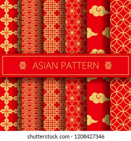 Oriental asian traditional korean japanese chinese patterns decoration elements set,web online concept page background,asians symbols.Koreans tradition ornate geometric forms,shapes,wrapping paper