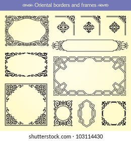 Oriental asian vector borders, frames and corners