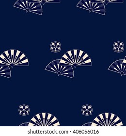 Oriental background in the Chinese and Japanese style. Traditional pattern with stylized fans.