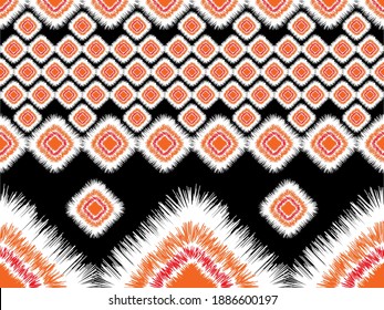 Oriental background Geometric ethnic oriental pattern traditional for carpet,wallpaper,clothing,wrapping,Batik,fabric,Vector illustration embroidery style.