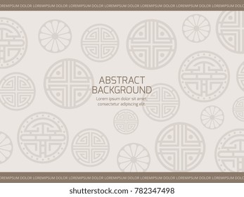 Oriental background with korean japanese chinese ornaments elements. Vector illustration