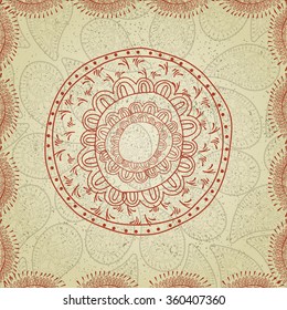 Oriental  background with  paisley pattern and ornamental shape