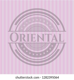 Oriental badge with pink background