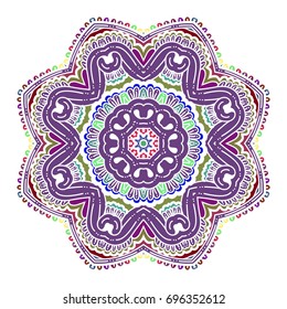 oriental beautiful female ornament color card with mandala with white lines. Vintage decorative elements. Hand drawn background. yoga logo