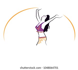 oriental belly dancing, vector illustration Arab dancer