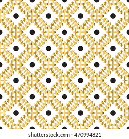Oriental black and gold seamless pattern. Circular ornamental tribal background