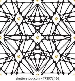 Oriental black and gold seamless pattern. Circular ornamental tribal background