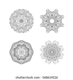 Oriental  black and white mandala. Zentangle art for coloring book. Ethnic fractal mandalas