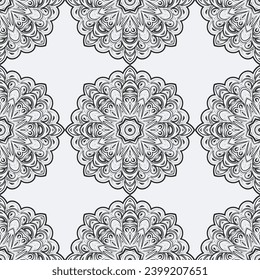 Modalidades orientales en blanco y negro con elementos adamascados, arabescos y florales. Ornamento abstracto sin inconvenientes.