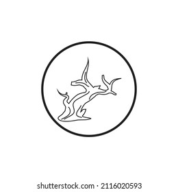 Oriental Bonsai Art, Japanese Mini Small Plant Tree on Pot Silhouette logo design vector