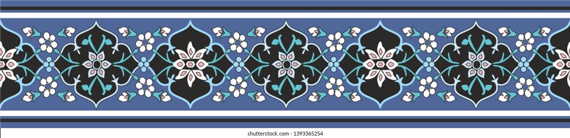 Oriental border ornament on a blue background.