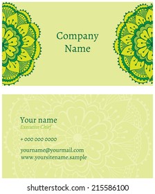 oriental business card template with indian ornament