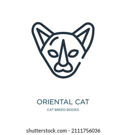 oriental cat thin line icon. cat, japan linear icons from cat breed bodies concept isolated outline sign. Vector illustration symbol element for web design and apps.