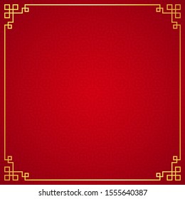 Oriental chinese border ornament on red background, vector illustration