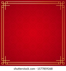 Oriental chinese border ornament on red background, vector illustration