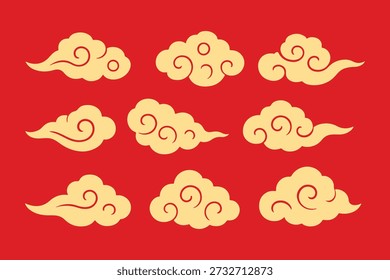 oriental chinese clouds on red background