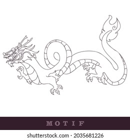 Oriental Chinese dragon illustration. Vector digital art mythical beast graphic. Eastern reptile print for clipart.  