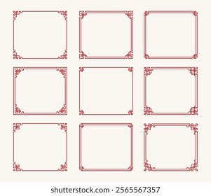 Oriental chinese frame border ornament decoration vector collection set